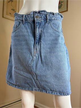 Divided Light Blue Denim Paperbag Waist Mini Skirt